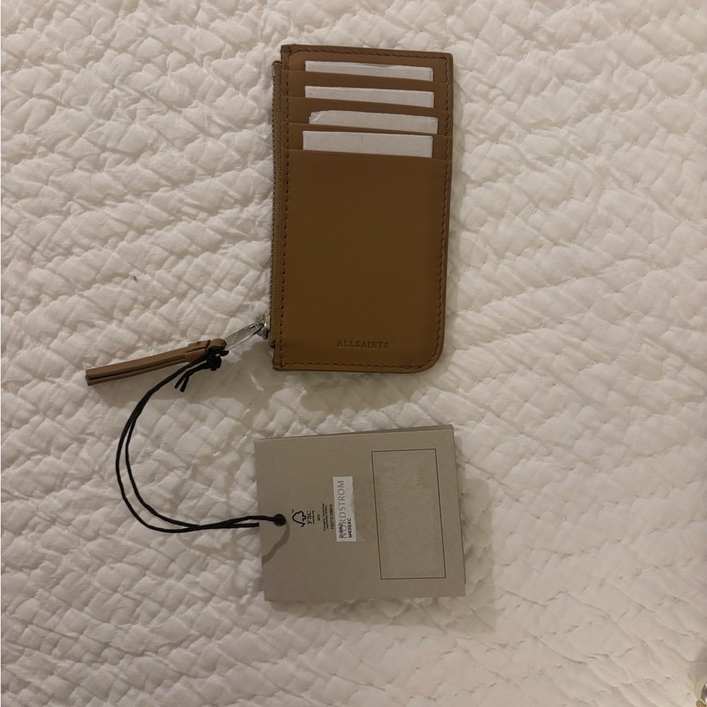 All Saints Brown Leather Card Wallet